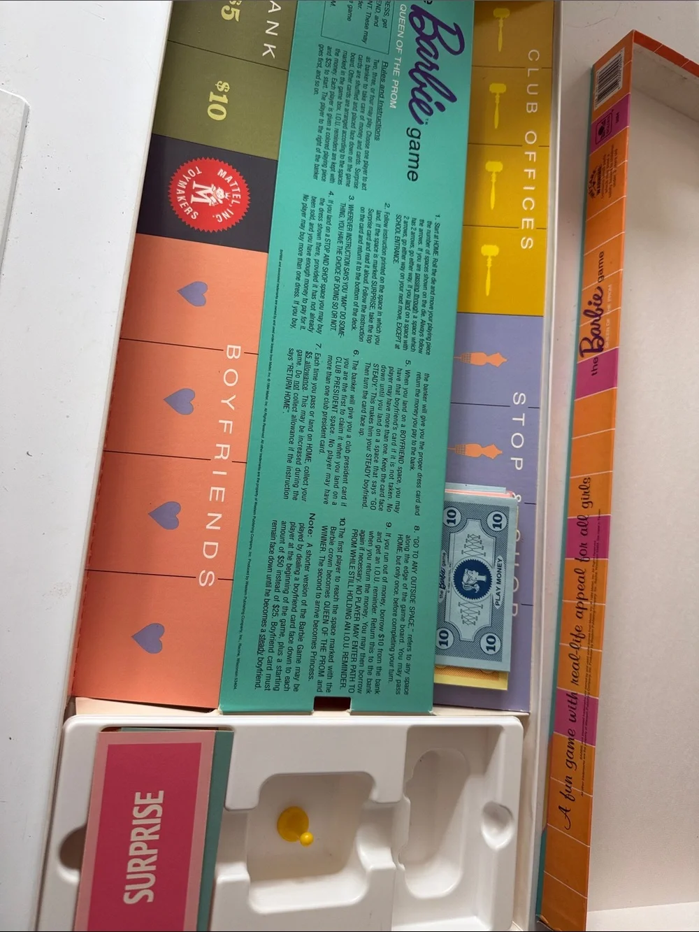 Barbie Game Box with Teal, Coral, Yellow and Purple Artwork 35th anniversary
